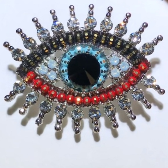 Betsey Johnson Talisman Eye Multicolor Brooch - Picture 1 of 7